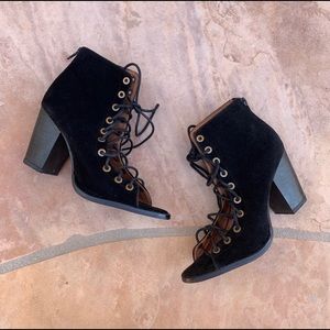 Lace up heeled booties